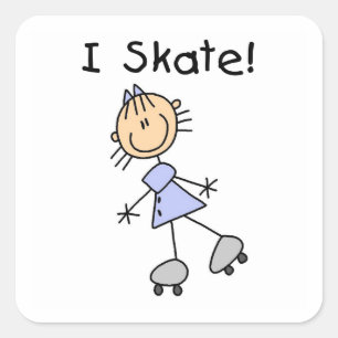 Sticker Carré I Patinage - Patinage à rouleaux pour filles