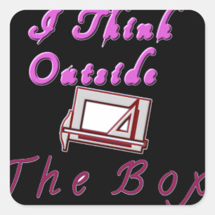 Sticker Carré I Think Out of the Box : Design créatif