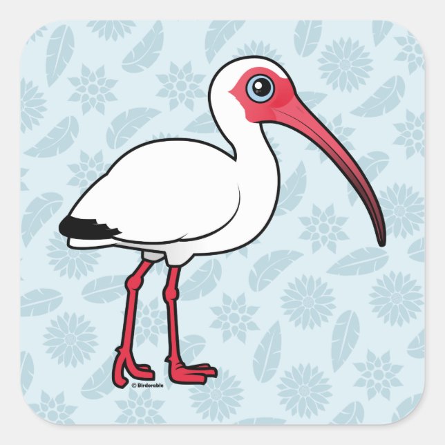 Sticker Carré Ibis blanc Birdorable (Devant)