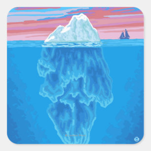 Sticker Carré Iceberg Cross-Section - Seward, Alaska