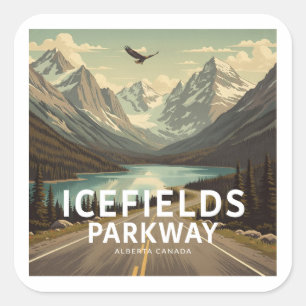 Sticker Carré Icefields Parkway Alberta Canada Eagle