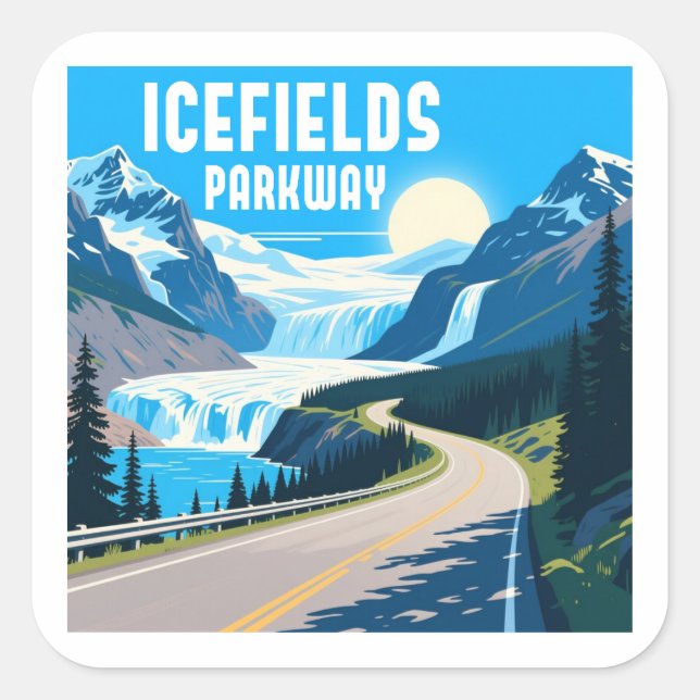 Sticker Carré Icefields Parkway Alberta Paysage du Canada (Devant)