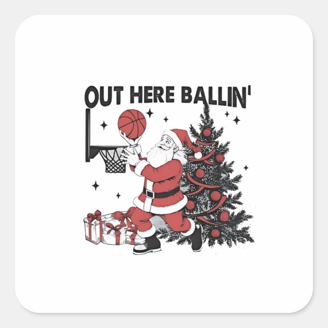 Sticker Carré Ici Balling Basket Sport Noël Noël (Devant)