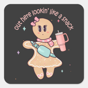 Sticker Carré Ici, Vous Trouverez Comme Un Snack - Gâteau De Noë