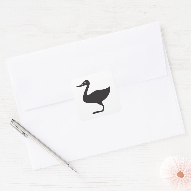 Sticker Carré Icône Black Duck Bird (Créateur téléchargé)