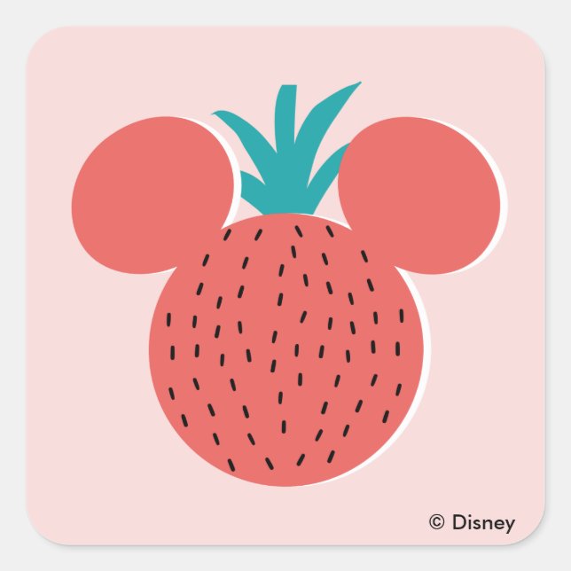 Sticker Carré Icône fraise Mickey (Devant)