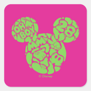 Sticker Carré Icône Liquide de Mickey Mouse Vert