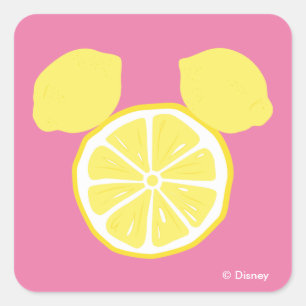 Sticker Carré Icône Mickey Mouse Citron