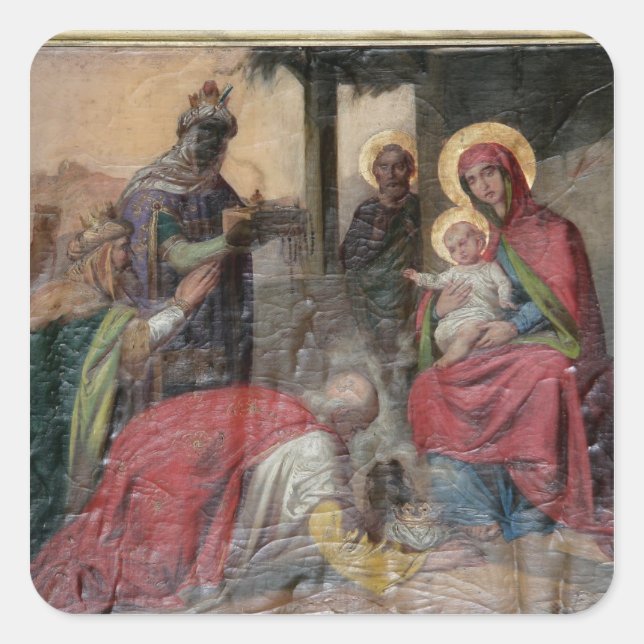 Sticker Carré icongraphie orthodoxe serbe à l'église de Valjevo. (Devant)