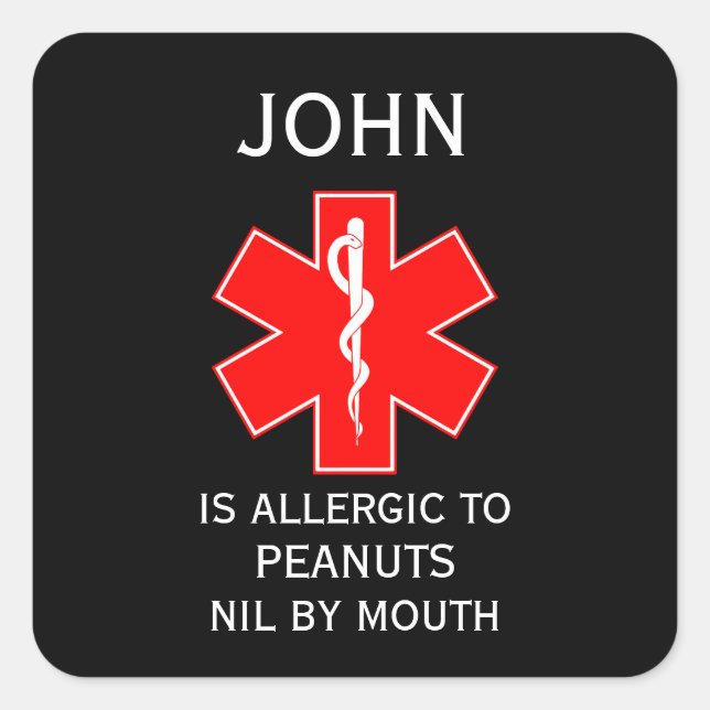 Sticker Carré ID d'alerte Médicale Allergie Médicale au lait (Devant)