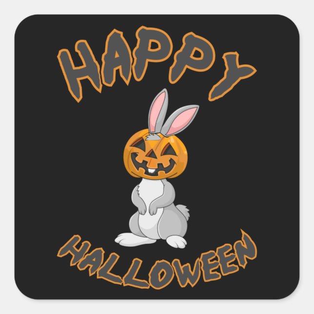 Sticker Carré Idée cadeau d'horreur Citrouille lapin Halloween (Devant)