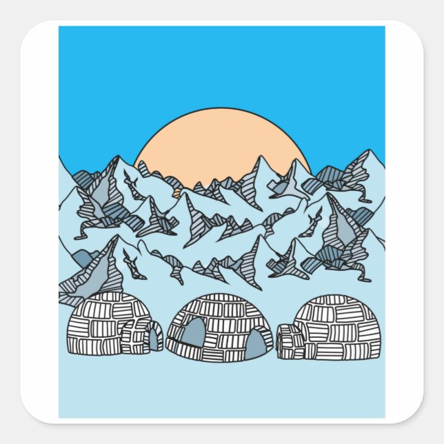Sticker Carré Igloo paysage de neige et de glace (Devant)