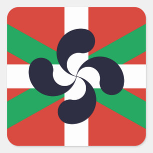 Sticker Carré Ikurrina avec le symbole Lauburu