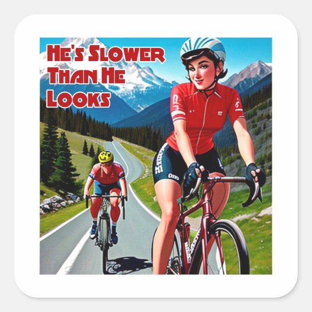 Sticker Carré Il est plus lent qu'il n'a l'air d'un cyclisme sim (Devant)