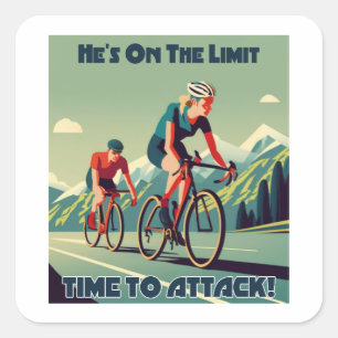 Sticker Carré Il est sur le point d'attaquer le cyclisme féminin