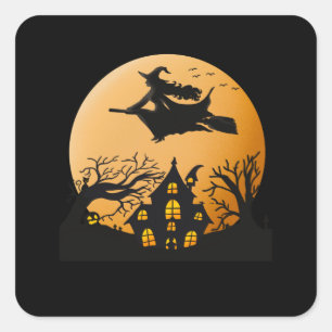 Sticker Carré Il Est Temps D'Être À Nouveau Éffrayant Halloween 