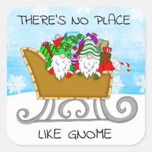 Sticker Carré Il n'y a pas d'endroit comme Gnome, Carré de Noël 