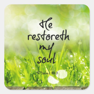 Sticker Carré Il restorera mon âme Bible Verse Écriture