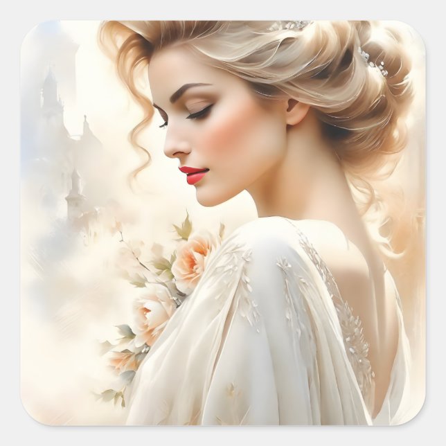 Sticker Carré Il y a quelque chose dans la féminité qui est tout (Devant)