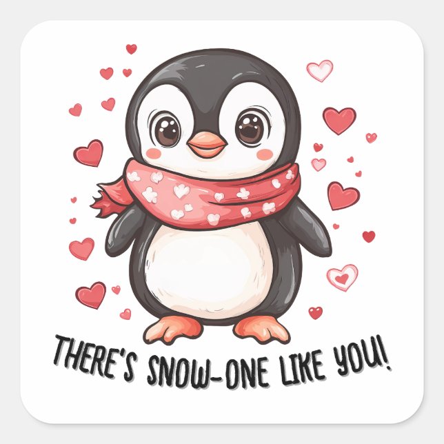 Sticker Carré Il y a Snow-One Like You Valentine's Day (Devant)