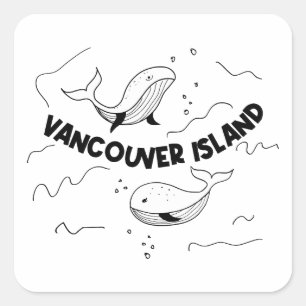 Sticker Carré Île de Vancouver Canada Baleines