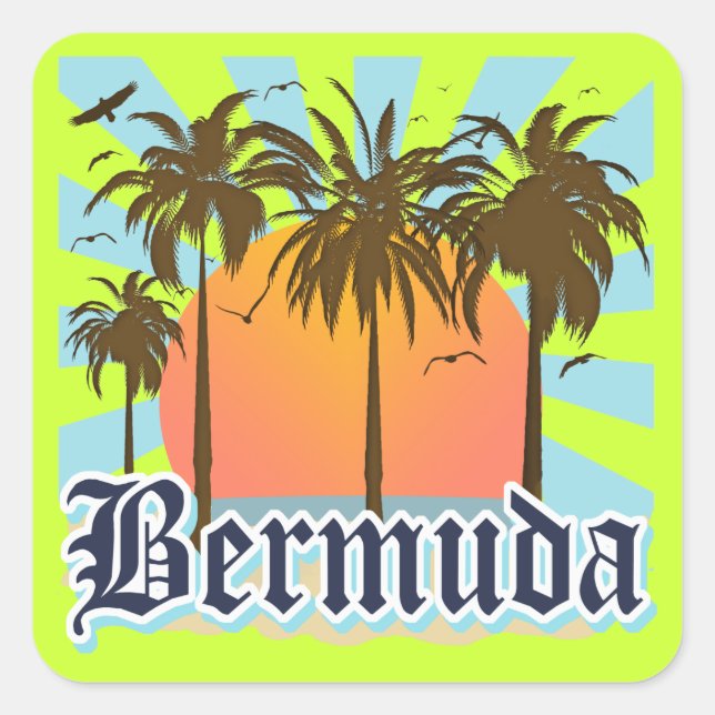 Sticker Carré Île des Bermudes Souvenirs (Devant)