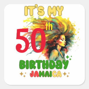 Sticker Carré Ile Vibes Jamaïque Anniversaire Groupe de Filles C