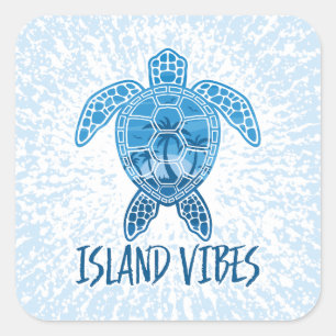 Sticker Carré Ile Vibes Tropical Coucher de soleil Design de tor
