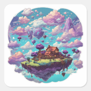 Sticker Carré îles flottantes flottant dans le ciel