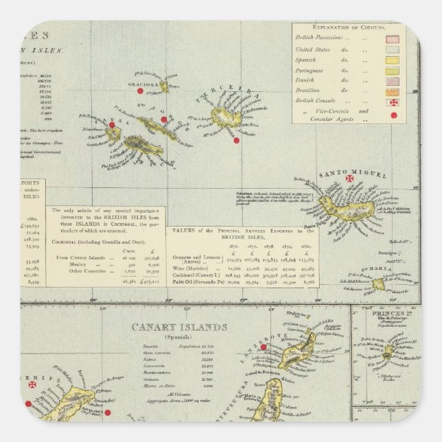 Sticker Carré Îles, océan Atlantique (Devant)