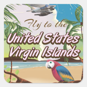 Sticker Carré Îles Vierges des États-Unis affiche de voyage vint