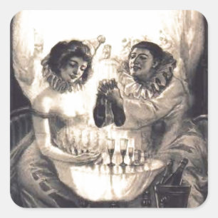 Sticker Carré Illusion optique rétro d'amour du crâne