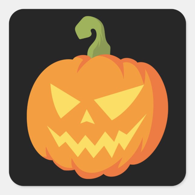 Sticker Carré Illustration Citrouille d'Halloween Drôle cadeau e (Devant)