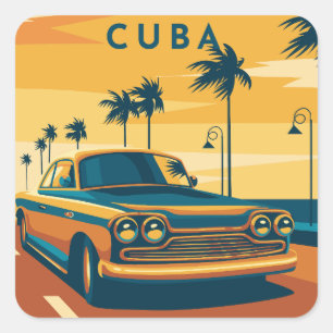 Sticker Carré Illustration Cuba