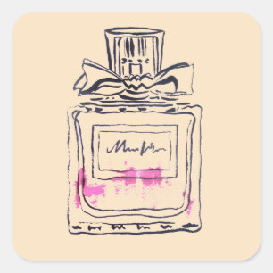 Sticker Carré Illustration d'aquarelle de mode de bouteille de p