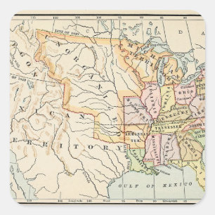 Sticker Carré Illustration de carte historique des États-Unis 18