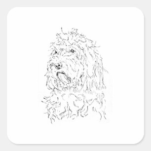 Sticker Carré Illustration de chien, Art mignon Cockapoo