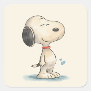 Sticker Carré Illustration de chien Beagle à l'aquarelle mignonn