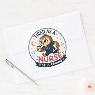 Sticker Carré Illustration de chouette infirmière de dessin anim