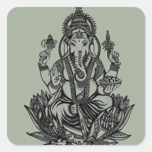 Sticker Carré Illustration de Ganesh (Devant)