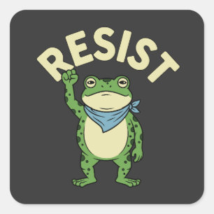 Sticker Carré Illustration de grenouille de résistance AUTOCOLLA