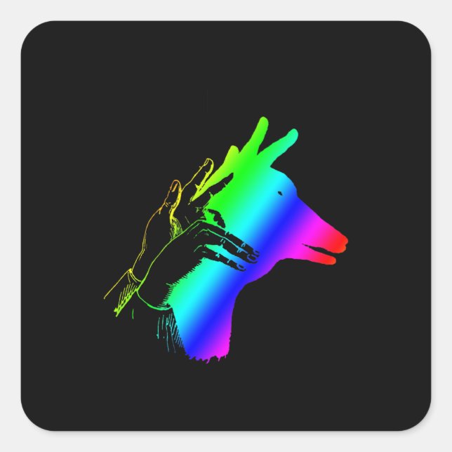 Sticker Carré Illustration de la marionnette à main ombre (Devant)