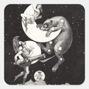 Sticker Carré Illustration de la Nuit du Dieu de l'Univers du Ci