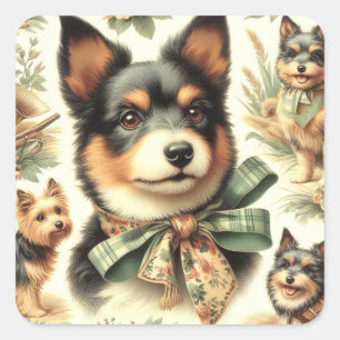 Sticker Carré Illustration de la peinture vintage australienne T