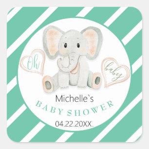 Sticker Carré Illustration de l'aquarelle des éléphants de print