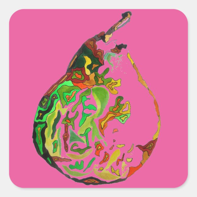 Sticker Carré Illustration de l'aquarelle pop art aux fruits à p (Devant)