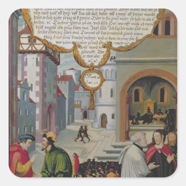 Sticker Carré Illustration de l'enseignement du Christ (Devant)