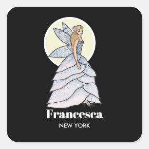 Sticker Carré Illustration de mode de robe de pétales de princes