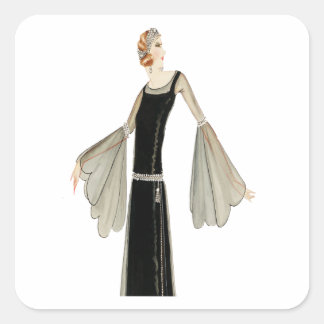 Sticker Carré Illustration de mode féminine des années 1920