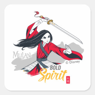 Sticker Carré Illustration de Mulan "Bold Spirit"